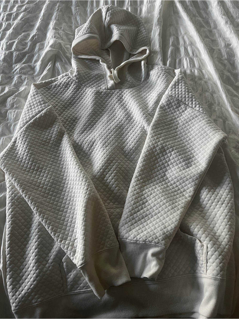 Quilted Cream Hooded Sweater - Women